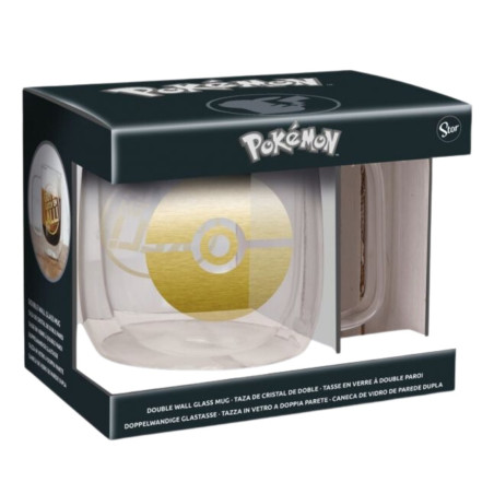 Mug en verre double paroi Stor Pokemon Pokeball dorée – 290 mL