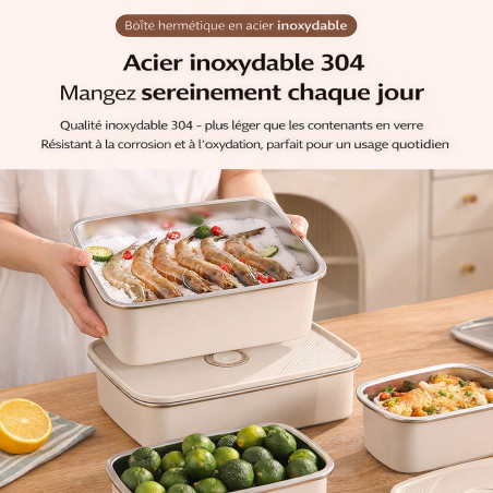 Boîte de conservation hermétique kakam – acier inoxydable 304, 1100 ml
