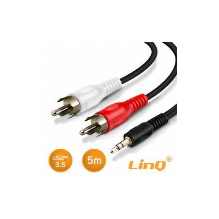Câble Audio Jack 3.5mm Mâle / 2 RCA Mâle Nylon Tressé 5.0m LinQ MM0250