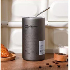ECO 350ml Insulated Bottle with Steel Straw Gray | Smarty