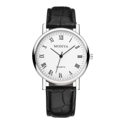 Men's Quartz Watch Modiya – PU leather strap, numeric dial, black