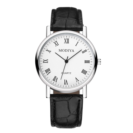 Men's Quartz Watch Modiya – PU leather strap, numeric dial, black