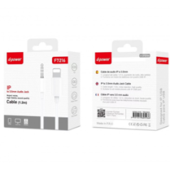 Câble Lightning / Jack 3.5mm - D-power F7216 - 1.2M - Blanc - Alimenta