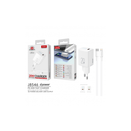 Kit Chargeur Type-C / Lightning 20W PD - D-power J8546 - Blanc - Alime