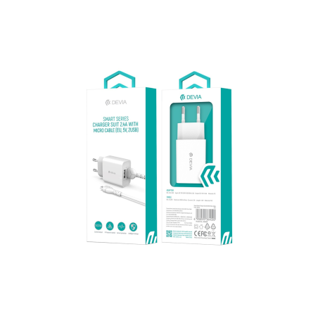 Kit Chargeur USB*2 12W + Câble Micro - Devia Smart Series - Alimentati