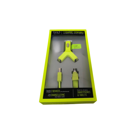 Kit Chargeur allume-cigare USB*2 + câble Micro USB 2.1A TYLT - Vert -