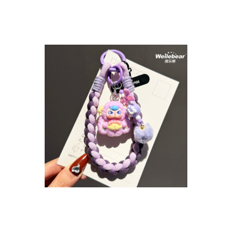 Lanière Téléphone Poignet bicolore Violet avec Porte-clés Poupée - Ali