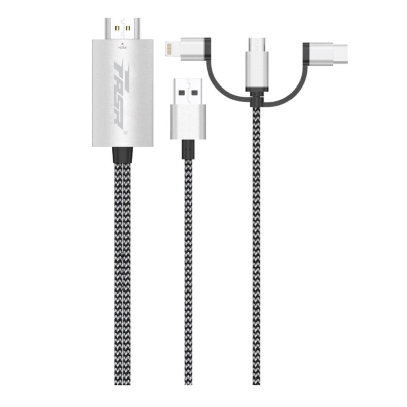 Câble HDMI TV FASR AD9 – combo Type-C / Lightning / Micro-USB 2 m Câble HDMI TV FASR AD9 – combo Type-C / Lightning / Micro-USB 2 m