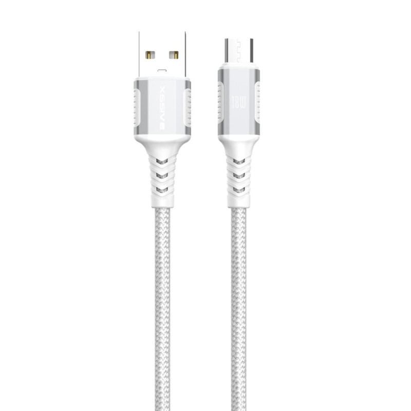 Câble de charge tressé USB-A vers Micro USB XSSIVE XSS-BR-AM-W – 1 m 18 W Blanc