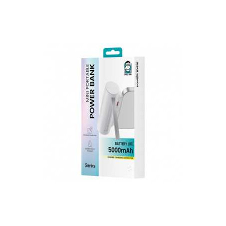 Mini Power Bank portable 5000mAh Benks avec connecteur Type-C - Blanc