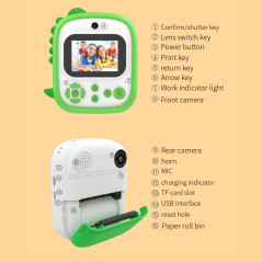Appareil photo instantané enfant Dragon vert | Smarty