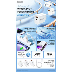 20W REMAX RP-U120 Charger Kit Type-C Cable