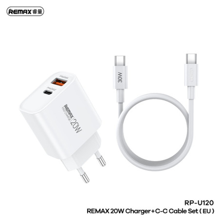 Kit chargeur 20W REMAX RP-U120 câble Type-C