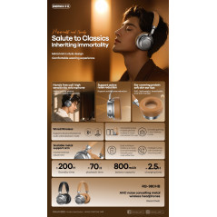 REMAX RB-980HB ANC Wireless Headphones Khaki 70h