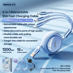 REMAX RC-C033 3-in-1 cable 15W black | Smarty
