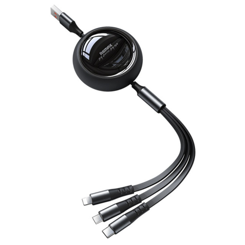 Câble 3-en-1 REMAX Linon RC-C033 – USB/Lightning/USB-C/Micro USB 15W 1,2 m Noir