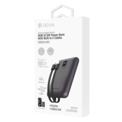Batterie externe 22,5W avec 2 Câbles Intégrés - Série Extreme Speed MINI - (10000mAh) - Gris | Smarty Paris