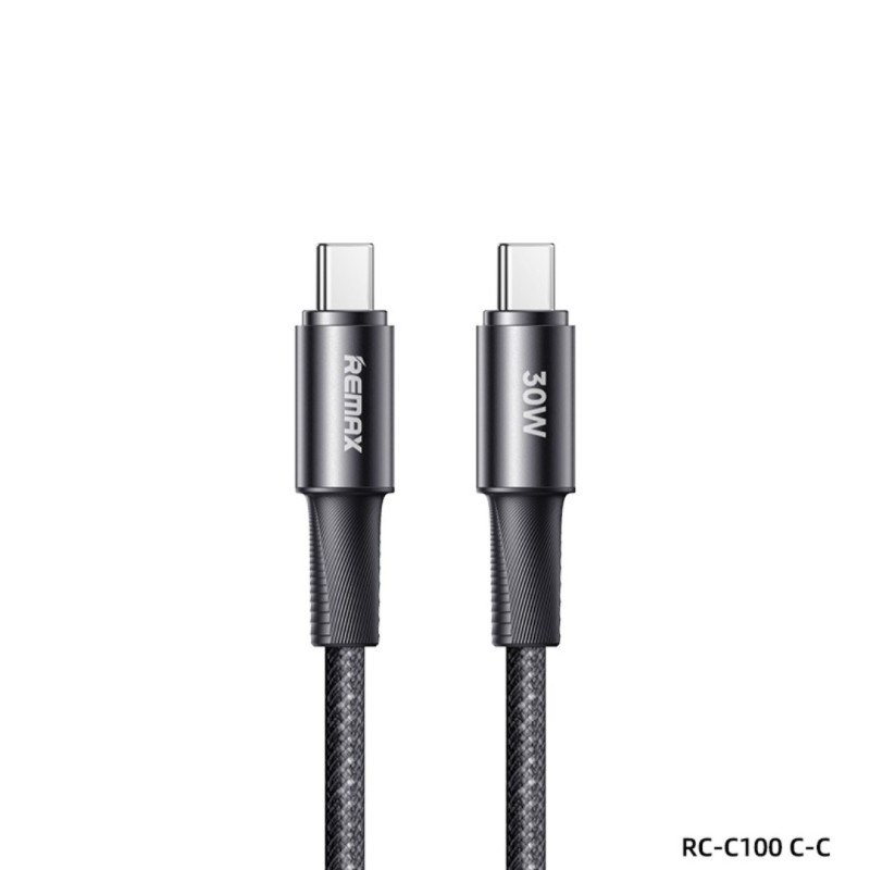 Câble USB-C REMAX Fonsu RC-C100 – USB-C vers USB-C 30W 1,2 m Noir