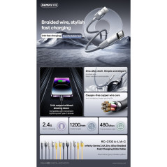 REMAX RC-C102 USB to Lightning Cable 2.4A Silver | Smarty