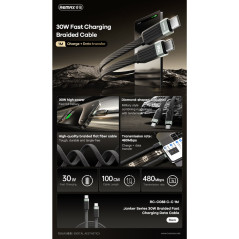 Câble REMAX RC-C088 USB-C/USB-C 30W Noir | Smarty