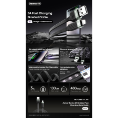 REMAX RC-C085 USB to Lightning Cable 3A Black | Smarty