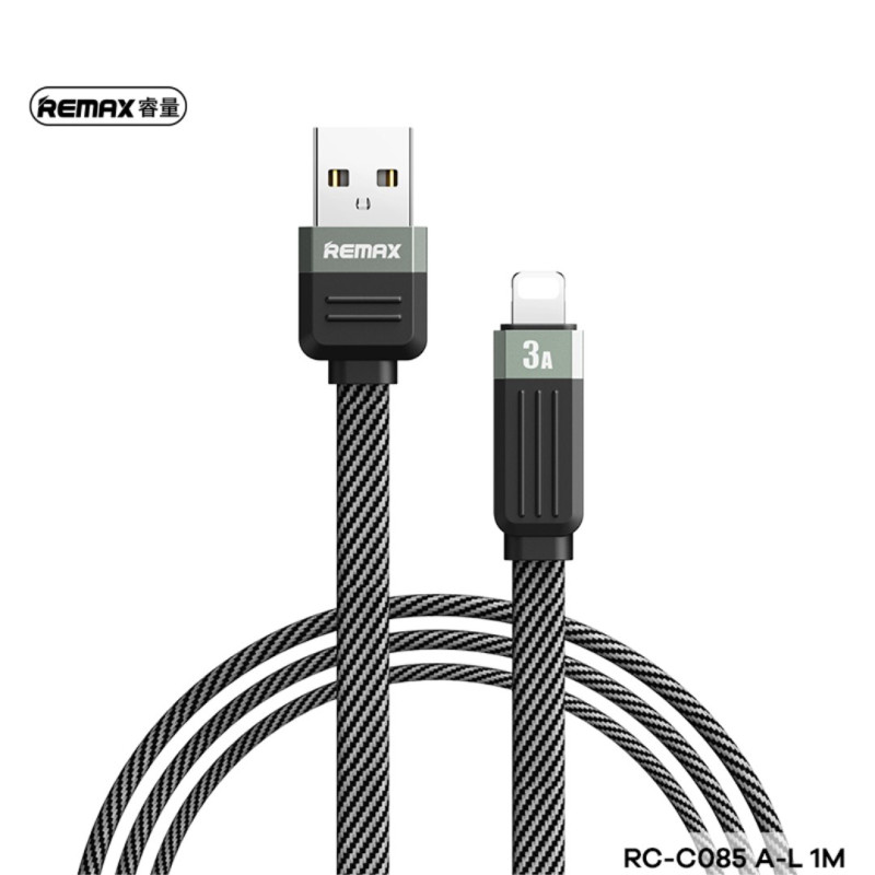 Câble REMAX Janker RC-C085 – USB-A vers Lightning 3A 1 m Noir Câble REMAX Janker RC-C085 – USB-A vers Lightning 3A 1 m Noir