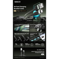 REMAX RC-C086 USB to USB-C Cable 3A Black | Smarty