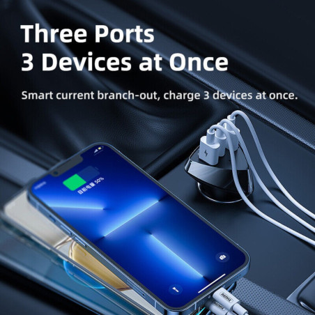 Car Charger Remax RCC323 Alien III Series – 49.5W, 2 USB + USB-C, Black