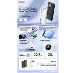 Batterie REMAX RPP-37 10 000 mAh blanc | Smarty