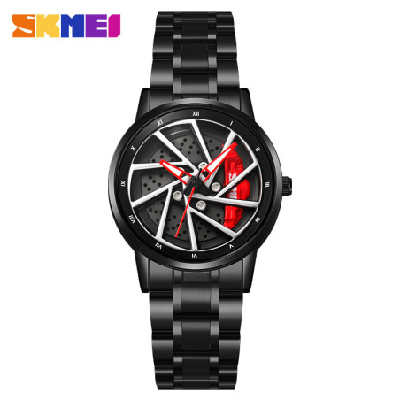 Black Quartz Watch Stainless Steel Bezel Style