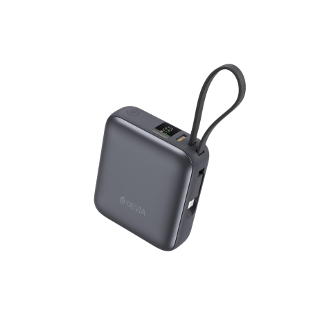 Batterie externe Devia Ultra1 – 10 000 mAh, PD 35W, câble intégré, Gris
