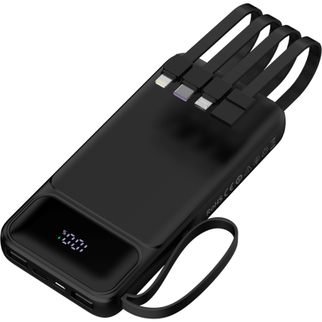 Batterie externe XSSIVE XSS-PB48 – 20 000 mAh Noir, 4 câbles