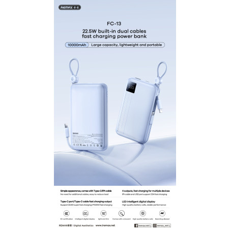 Power Bank REMAX FC-13 – 10,000 mAh 22.5W Black