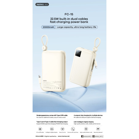 Power Bank REMAX FC-15 – 20,000 mAh 22.5W Black