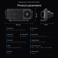Support voiture X01 charge sans fil 15 W | Smarty