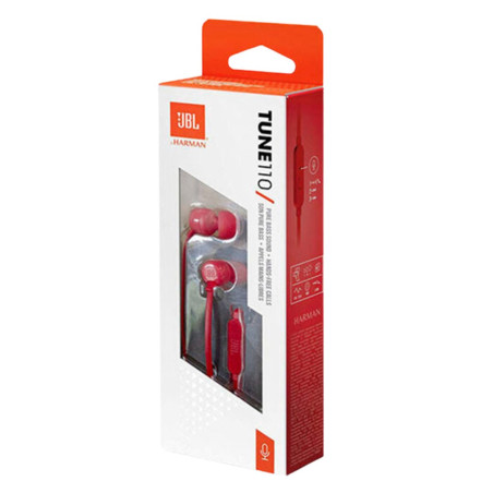 JBL Tune 110 Écouteurs filaires – Jack 3,5 mm Rouge