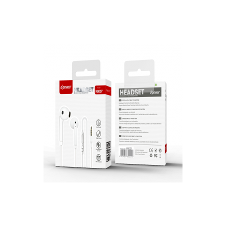 Ecouteurs Kit Main Libre Jack - D-power K6007 - Blanc - Alimentation R