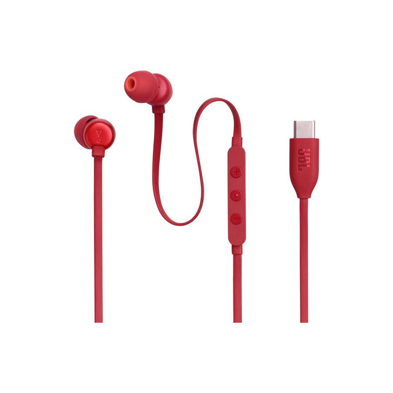 JBL Écouteurs filaires Tune 310C JBLT310CRED – USB-C, Rouge