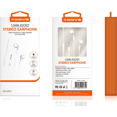 Écouteurs stéréo XSSIVE XSS-EP11 – Jack 3,5 mm Blanc