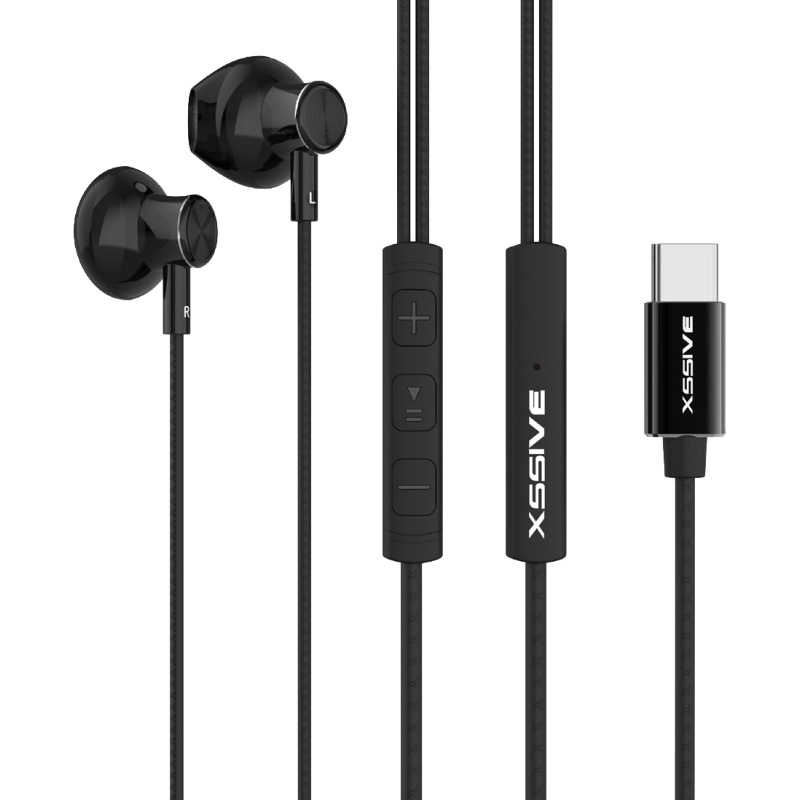 Écouteurs stéréo XSSIVE XSS-EP18 – USB-C Noir Écouteurs stéréo XSSIVE XSS-EP18 – USB-C Noir