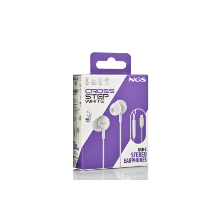 Ecouteurs Kit Main Libre NGS Cross Step White, USB-C - 1,2 M - Blanc -