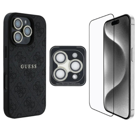 Pack de protection 3-en-1 GUESS pour iPhone – MagSafe Noir