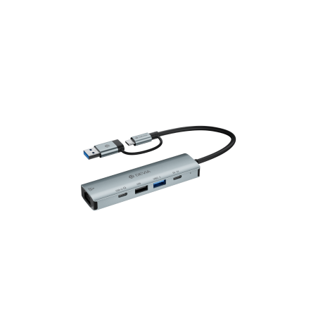HUB Type-C+USB 5 en 1 DEVIA- Pro2 RJ45+USB2.0+USB3.0+TYPE-C+TYPE-C(ali