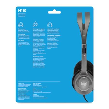 Logitech Stereo Headset H111 – 3.5mm Jack Black