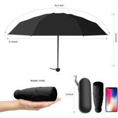 Compact UV Mini Umbrella Black with Sleeve | Smarty