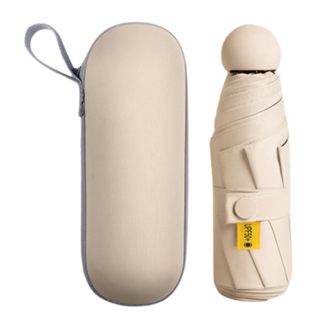 Compact Mini Umbrella ECO – Beige, UV Protection, with Sleeve