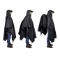 Poncho imperméable ECO – Noir, grande taille, bandes réfléchissantes vertes Poncho imperméable ECO – Noir, grande taille, bandes réfléchissantes vertes
