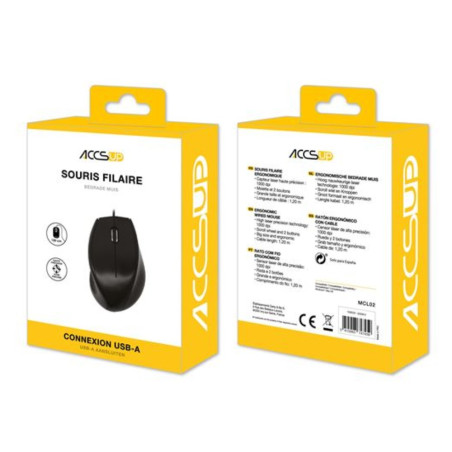 Souris filaire USB Accsup MCL02 V2 – Noir