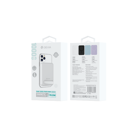 Power Bank Sans Fil avec Support 10000 mAh 20W Devia Smart Series EP17