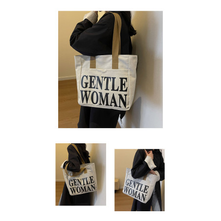 Sac à bandoulière en toile ECO – 33 x 41 x 12 cm Gris/Noir